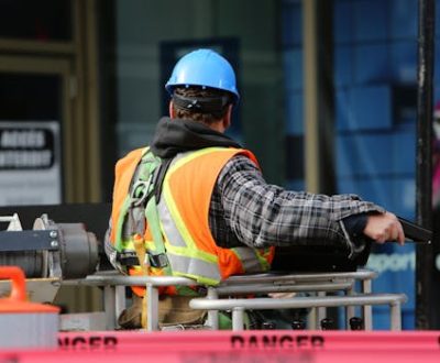 Man Wearing Hard Hat Standing